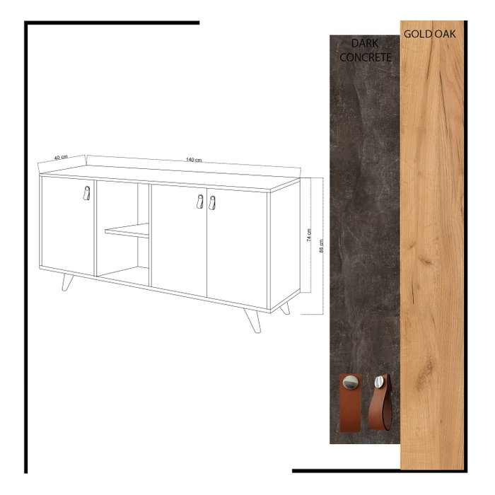 Hanah Home Consola Planky Roble y Gris Oscuro